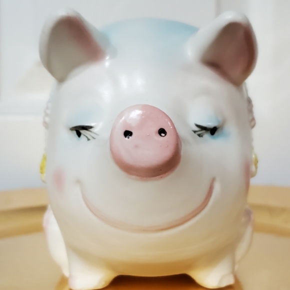 Vntg Napco 7" Mother Pig with 4 Pigglets Planter Made in Japan - Picture 7 of 9